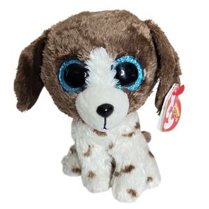 Ty Beanie Boo Muddles Dog 6" Brown White Plush Stuffed Animal Puppy‎ Toy